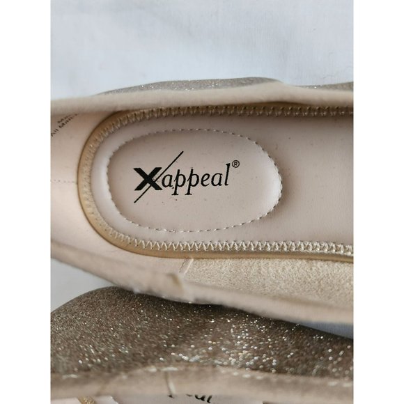 Xappeal Women's Gold TINE Classic Round Toe Bow Ballet Flat Shoes Size 10M - Picture 11 of 16